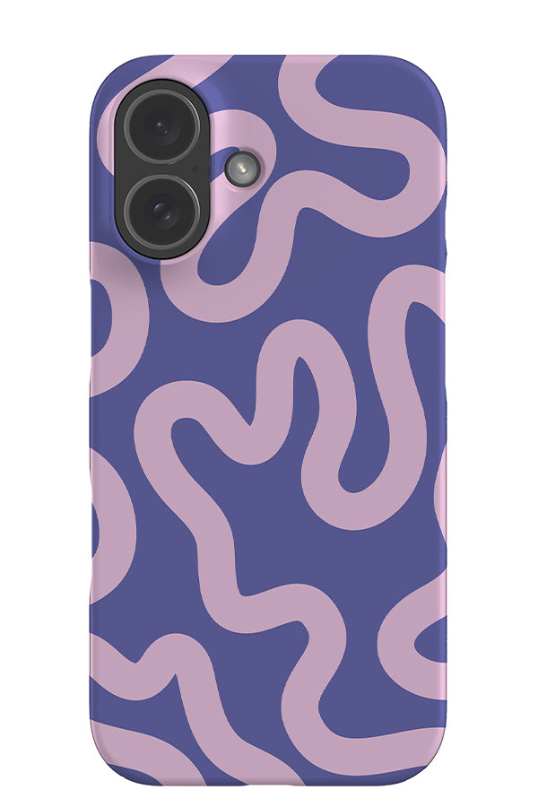 swirl lines abstract snap phone case with a purple base colour with lilac swirling lines