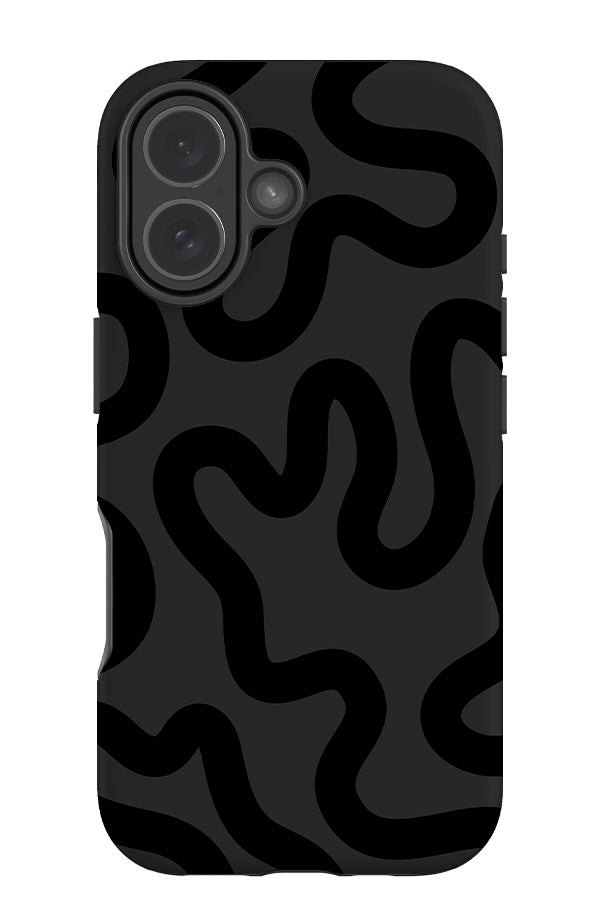 swirl lines abstract tough phone case with a grey base colour with black swirling lines