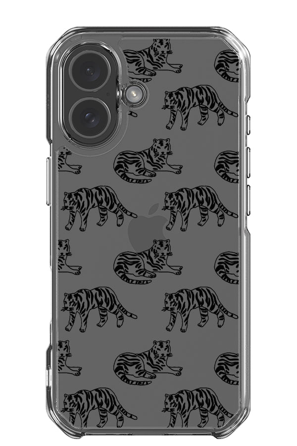 Tiger clear impact phone case with cute, tiger illustrations