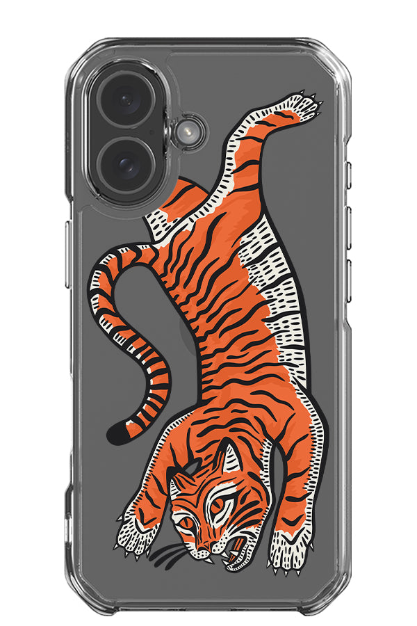Tiger placement clear impact phone case with a large orange illustration