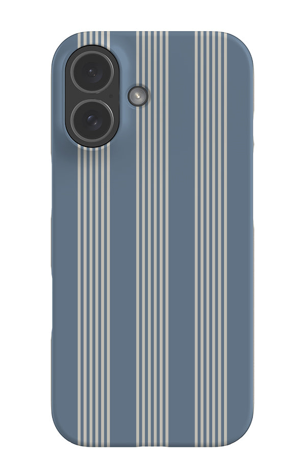 Tonal Line stripe snap phone case with blocks of colour and thin stripes in blue