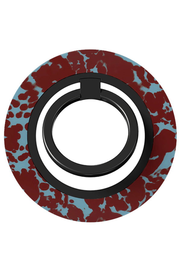 Tortoise print magnetic phone ring holder with a red and blue tortoise print