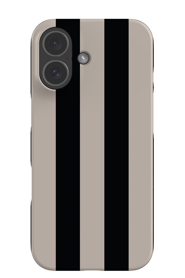 Two Tone Line stripe snap phone case with a thick linear pattern in beige