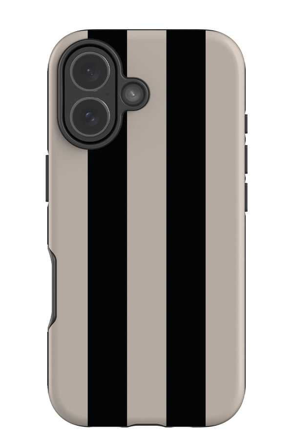 Two Tone Line stripe tough phone case with a thick linear pattern in beige