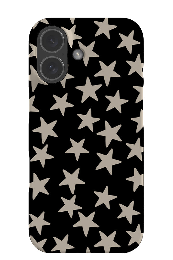 vintage star snap phone case with hand drawn star pattern in black and beige