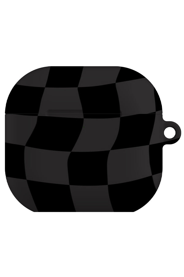 wave check airpod gen 4 case with grey and black wavy check pattern