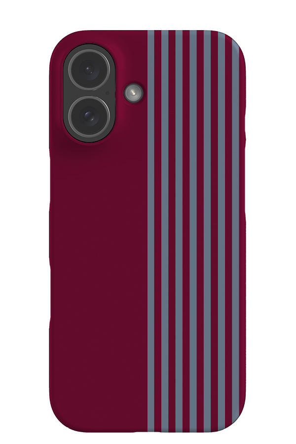 Weighted Line stripe snap phone case with a red colour block and stripe pattern in blue