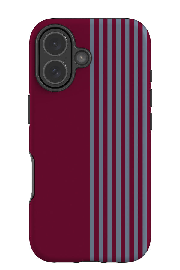 Weighted Line stripe tough phone case with a red colour block and stripe pattern in blue