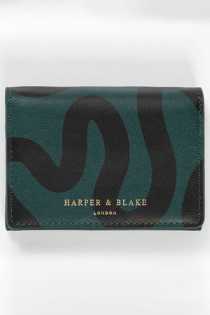Abstract Swirl Lines Leather Purse (Dark Green) | Harper & Blake