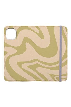 Abstract Wave Wallet Phone Case (Sage Green) Wallet Case - Harper & Blake