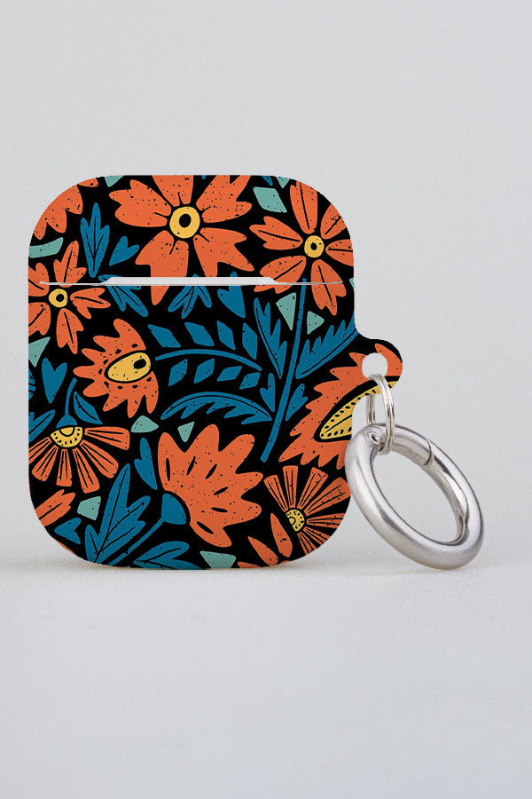 Scandinavian Folk Florals by Denes Anna Design AirPod Case (Black) | Harper & Blake