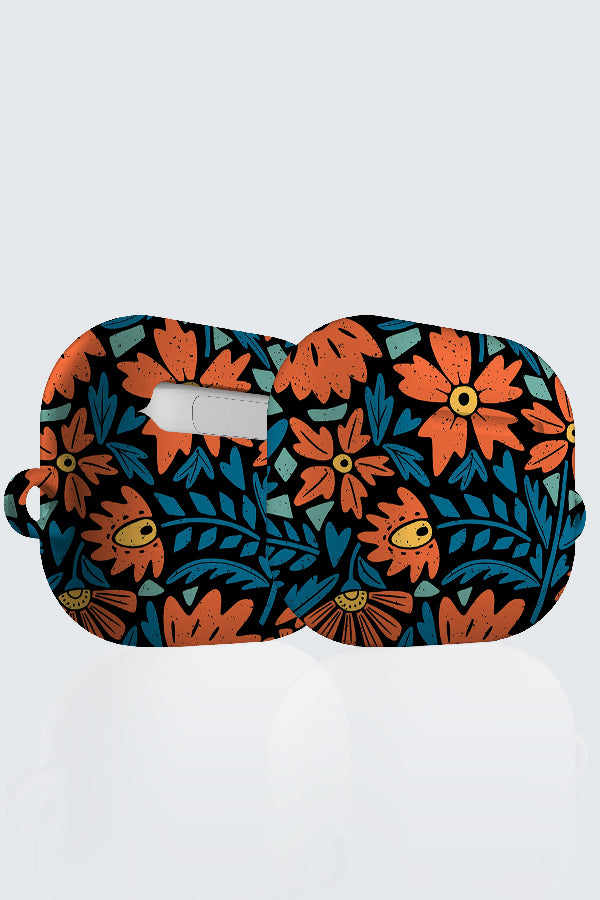 Scandinavian Folk Florals by Denes Anna Design AirPod Case (Black) | Harper & Blake