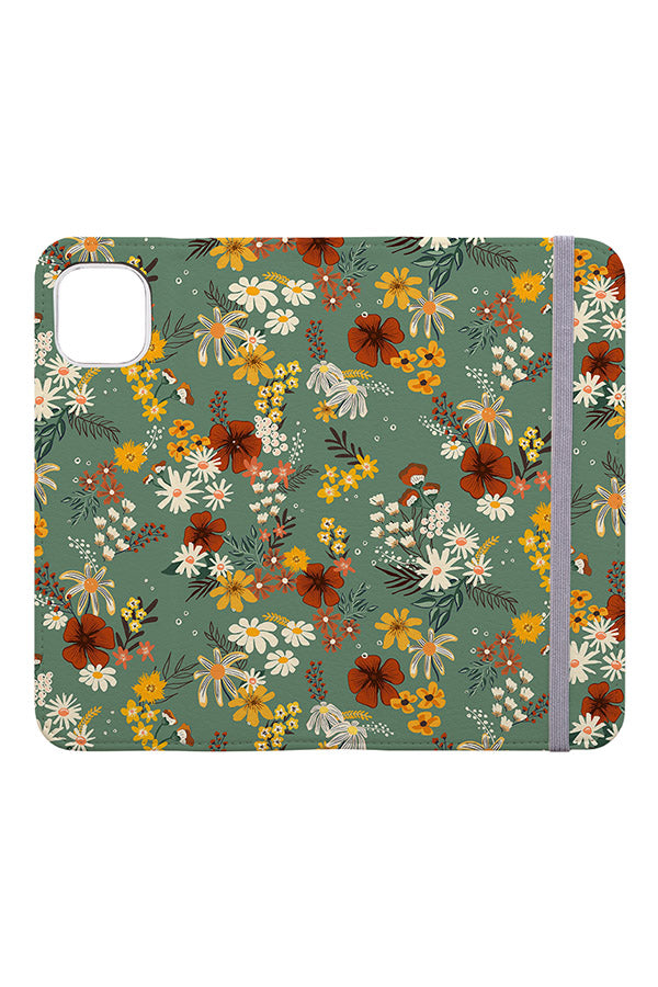 Boho Flower Dreams by Sandra Hutter Wallet Phone Case (Green) | Harper & Blake