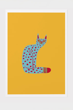 Bold Graphic Cat Art Print Poster (Yellow) | Harper & Blake