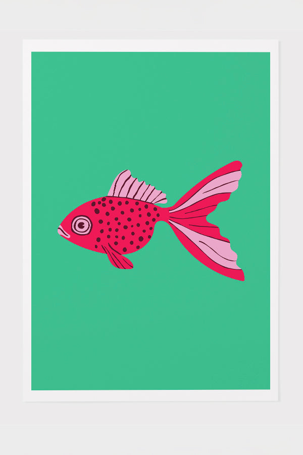 Bold Graphic Goldfish Art Print Poster (Green) | Harper & Blake