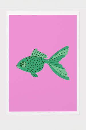 Bold Graphic Goldfish Art Print Poster (Pink) | Harper & Blake