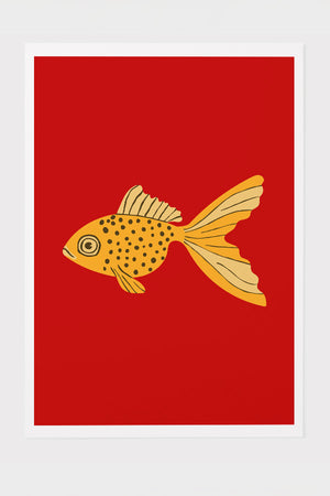 Bold Graphic Goldfish Art Print Poster (Red) | Harper & Blake