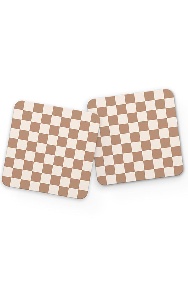 Check Pattern Drinks Coaster (Brown Beige) | Harper & Blake