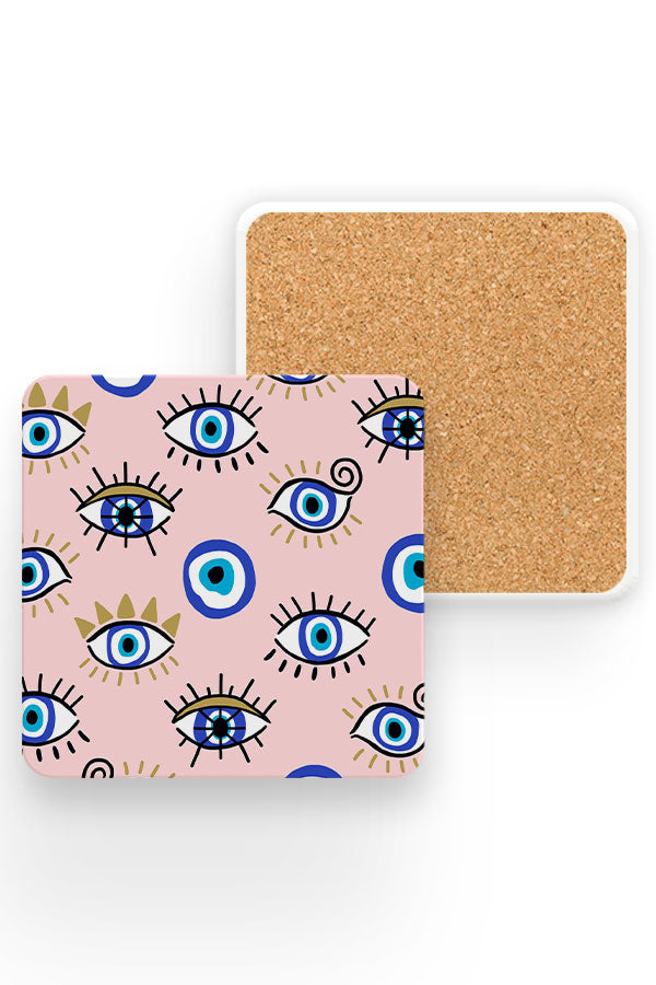 Evil Eye Talisman Drinks Coaster (Pink) | Harper & Blake