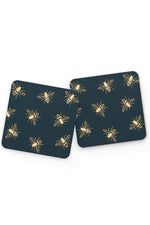 Bees Lux Drinks Coaster (Green & Gold)