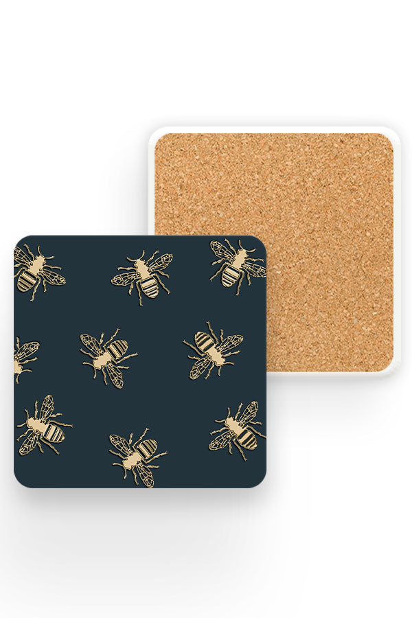 Bees Lux Drinks Coaster (Green & Gold) | Harper & Blake