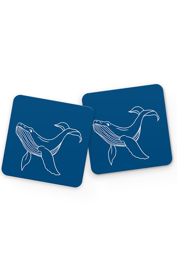 Humpback Whale Line Art Drinks Coaster (Blue) | Harper & Blake