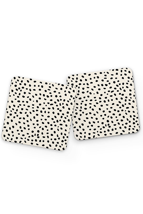 Polka Dot Mini Memphis Drinks Coaster (Cream & Black) | Harper & Blake