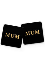 Alphabet Lux Mum Drinks Coaster (Black)