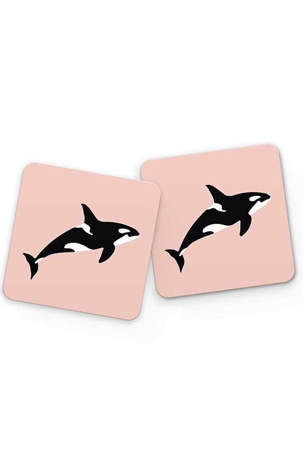 Orca Killer Whale Drinks Coaster (Pink)