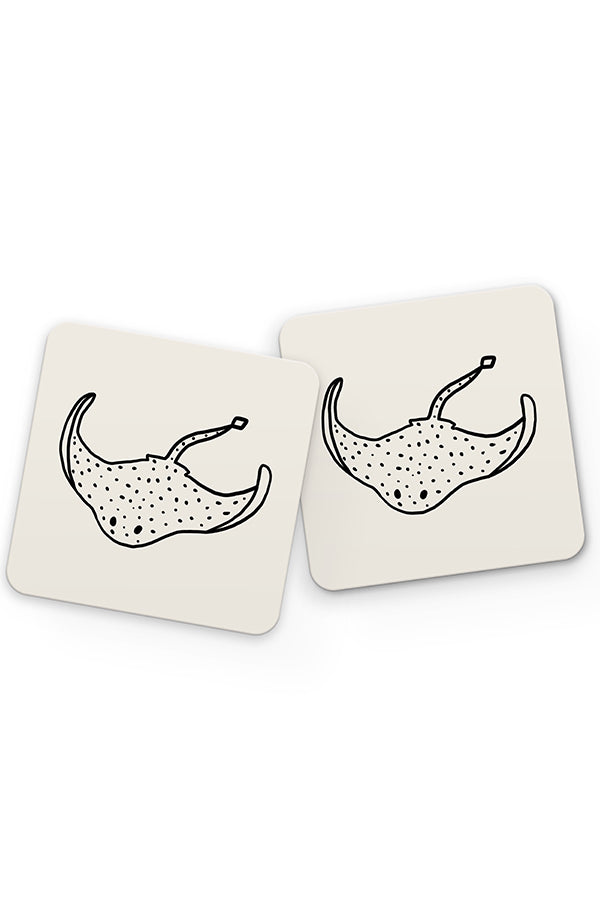 Stingray Line Art Drinks Coaster (White) | Harper & Blake