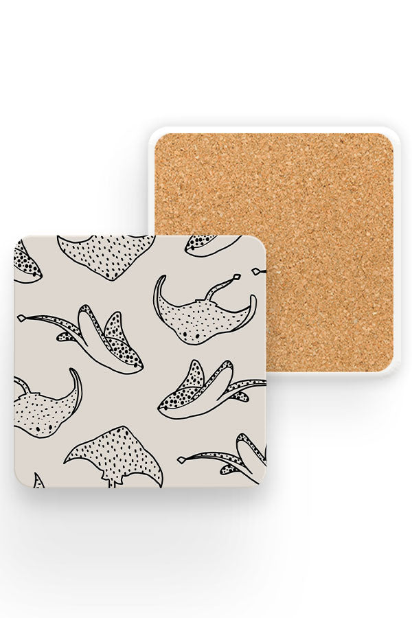 
                  
                    Stingray Line Art Pattern Drinks Coaster (White) | Harper & Blake
                  
                