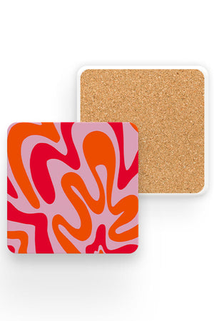 
            
                Load image into Gallery viewer, Swirl Shapes Drinks Coaster (Pink &amp;amp; Red) | Harper &amp;amp; Blake
            
        