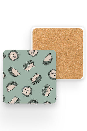 
            
                Load image into Gallery viewer, Hedgehogs Drinks Coaster (Mint Green) | Harper &amp;amp; Blake
            
        