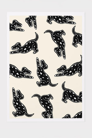 Two Tone Dalmatian Scatter Art Print Poster (Cream) | Harper & Blake