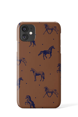Dotty Horses Phone Case (Brown Blue) Tech Cases - Harper & Blake