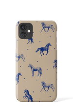 Dotty Horses Phone Case (Tan Blue)