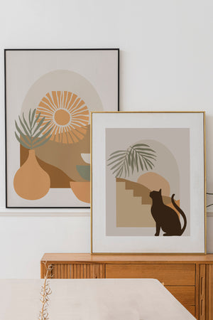 
            
                Load image into Gallery viewer, Moon Elements Cat Art Print Poster (Neutral) | Harper &amp;amp; Blake
            
        