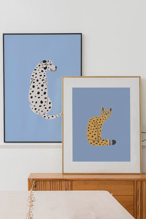 Bold Graphic Cat Art Print Poster (Blue) | Harper & Blake