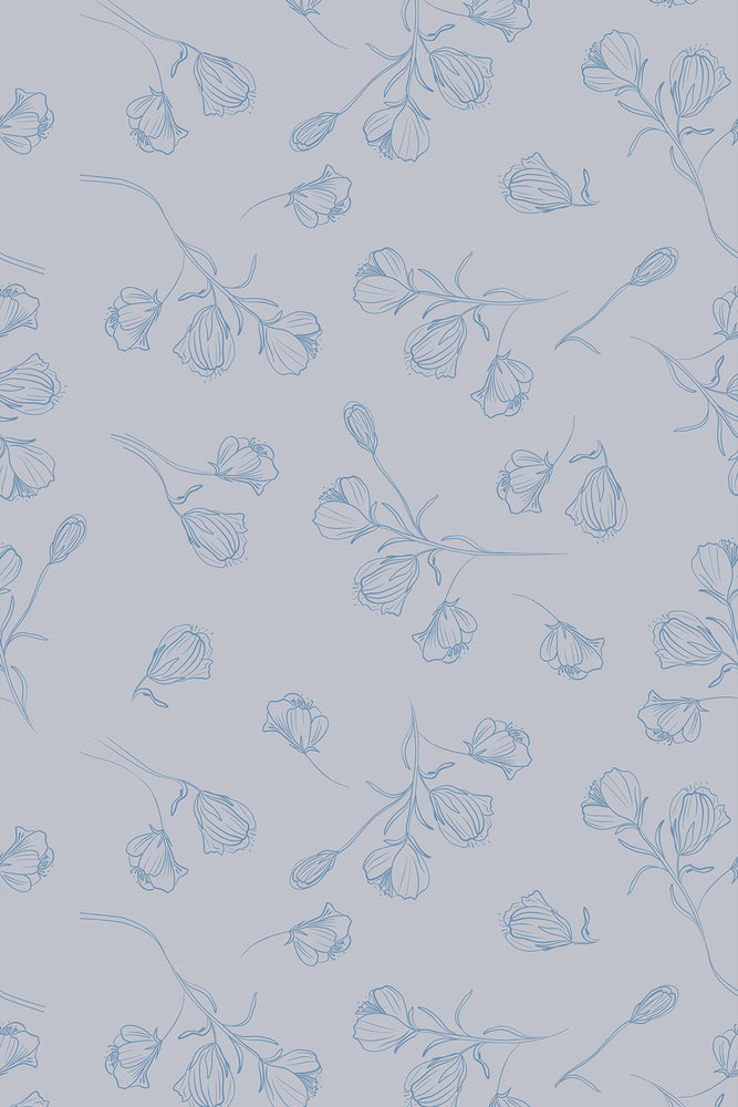 Floral Blooms Wallpaper (Ice Blue) | Harper & Blake