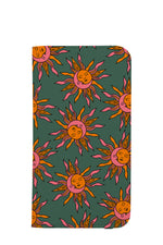 Moon and Sun Scatter Wallet Phone Case (Green)