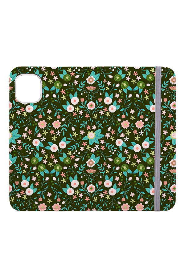 
            
                Load image into Gallery viewer, Spring Flower Doodles by Nadine Thaslim Wallet Phone Case (Green) | Harper &amp;amp; Blake
            
        
