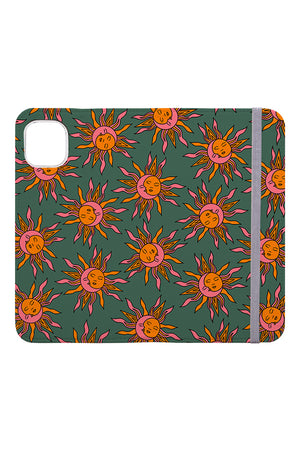 Moon and Sun Scatter Wallet Phone Case (Green) | Harper & Blake