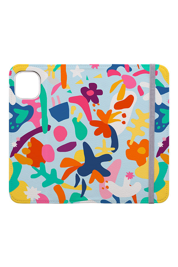 
            
                Load image into Gallery viewer, Summer Happy Organic Pieces by Belavi Design Wallet Phone Case (Blue) | Harper &amp;amp; Blake
            
        