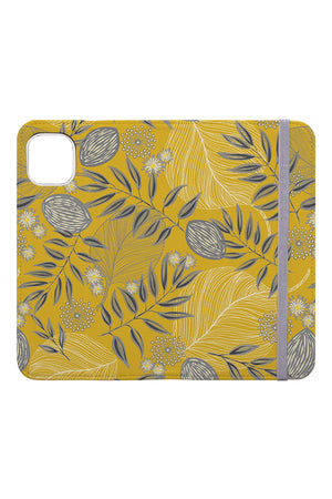Grey Mustard Woodland by Gayle McCabe Wallet Phone Case (Yellow) | Harper & Blake