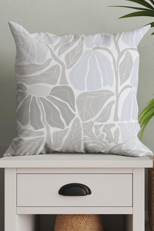 Abstract Flower Square Cushion (Off White)