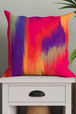 Abstract Northern Lights Square Cushion (Pink)