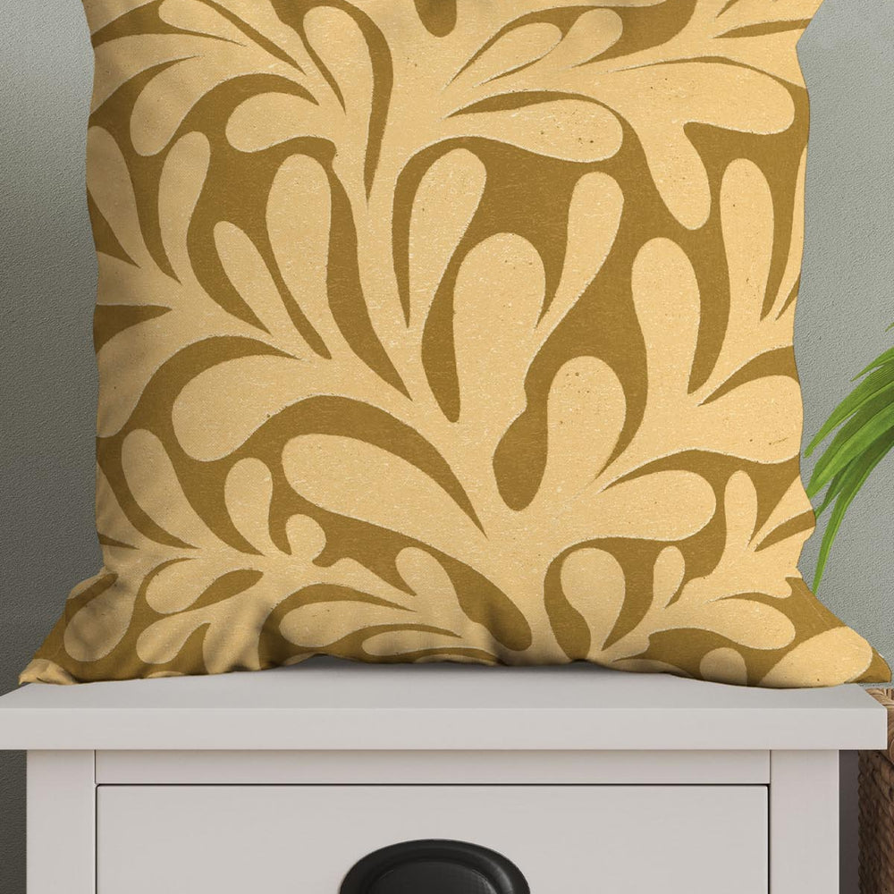 Abstract Plant Square Cushion (Mustard) | Harper & Blake