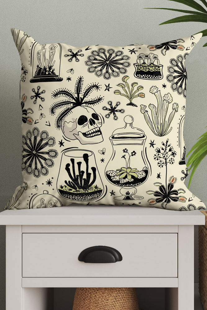 Carnivorous Plants by Misentangledvision Square Cushion (Beige)