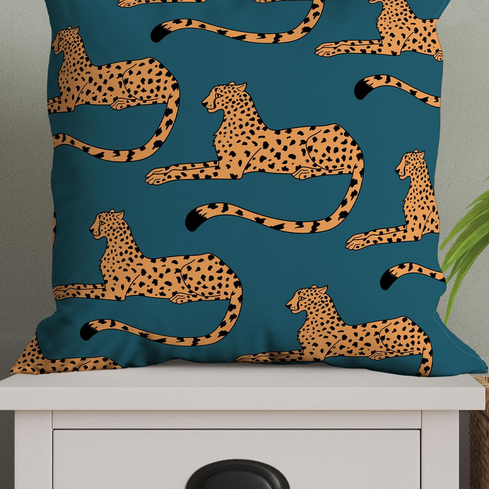 
                  
                    Cheetah Print Square Cushion (Denim Blue) | Harper & Blake
                  
                