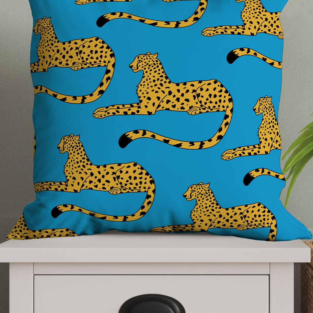 
                  
                    Cheetah Print Square Cushion (Powder Blue) | Harper & Blake
                  
                